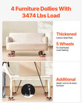Furniture Dolly Heavy Duty 5 Wheels 1575kg Capacity Mover