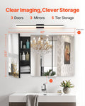 Aluminum Medicine Cabinet 40inch Mirror 4-Shelf Bathroom Wall Mount