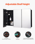 Aluminum Medicine Cabinet 40inch Mirror 4-Shelf Bathroom Wall Mount