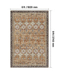 Area Rug, 1828.8x2743.2mm Large Washable Rug, Non-Slip Tear-Resistant Soft Carpet, Pet & Child Friendly Vintage Area Rugs, Indoor Mat for Bedroom, Living Room, Kids Room, Entryway, Brown Green
