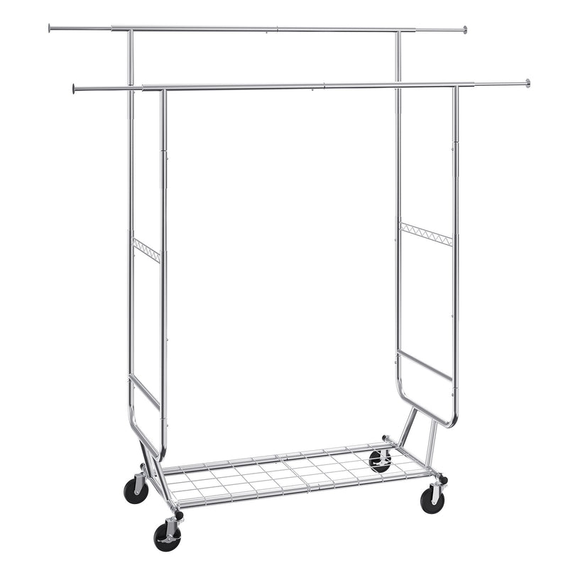 Heavy Duty Clothes Rack Double Rod 272kg Adjustable Extendable