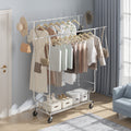 Heavy Duty Clothes Rack Double Rod 272kg Adjustable Extendable