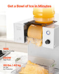 Snowflake Ice Machine 40KG/24H Stainless Steel Blade 1.8L Tank