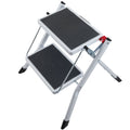 Step Ladder 2-Step 150kg Capacity, Ergonomic Folding Steel Step Stool with Wide Anti-Slip Pedal, Sturdy Step Stool for Adults Toddlers, Multi-Use for Household, Kitchen, Office, RVs