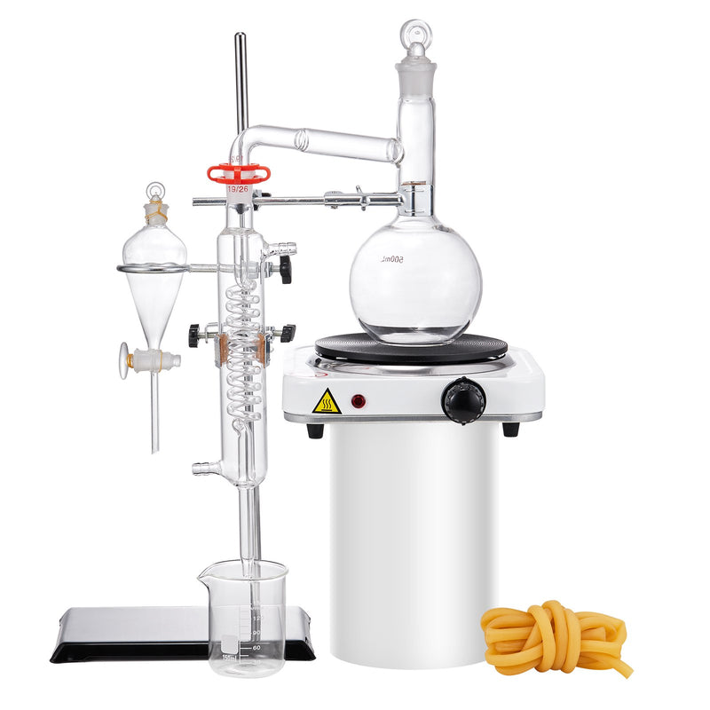 Essential Oil Distillation Kit 500ml 1000W Heating Plate 33pcs