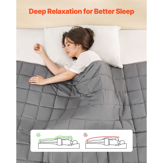 Weighted Blanket, 11 kg, 2235 x 2640 mm King Size, Cooling Breathable Heavy Blanket with Glass Beads, All-Season Use, Suitable for 113-140 kg Adults, Anxiety Stress Relief, Improve Sleep, Grey