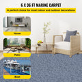Gray Marine Carpet 6 ft x 36 ft, Boat Carpet Rugs, Indoor Outdoor Rugs for Patio Deck Anti-Slide TPR Water-Proof Back Outdoor Marine Carpeting Outdoor Carpet