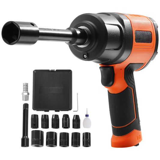 1/2-Inch Air Impact Wrench, High Torque Up to 1400 ft-lbs, Lightweight 4.6 lb Design Pneumatic Impact Gun with 11-PCS 1/2-Inch Drive CR-V Steel Impact Socket Set & Carrying Case