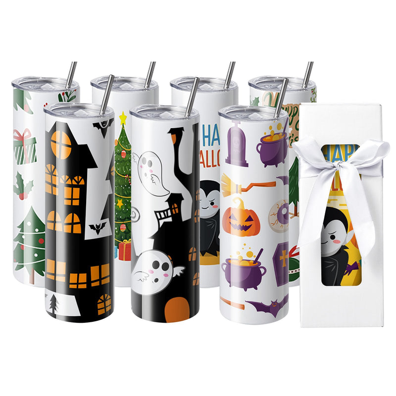 8 Pack 30oz Sublimation Tumblers Stainless Steel Double Wall