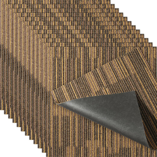 Carpet Tiles 20x20 Padded 12 Pack Mixed Brown DIY Install