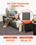 Carpet Tiles 610x610mm 24pcs Dark Brown Modular Square Rug 8.9m²