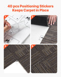 Carpet Tiles 610x610mm 24pc Grey Brown Modular Square Rug 8.9m²