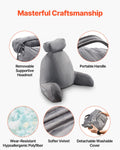 Reading Pillow Large Memory Foam Backrest with Pockets Grey