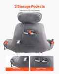 Reading Pillow Large Memory Foam Backrest with Pockets Grey