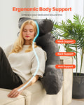 Reading Pillow Large Memory Foam Backrest with Pockets Grey