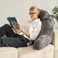 Reading Pillow Large Memory Foam Backrest with Pockets Grey