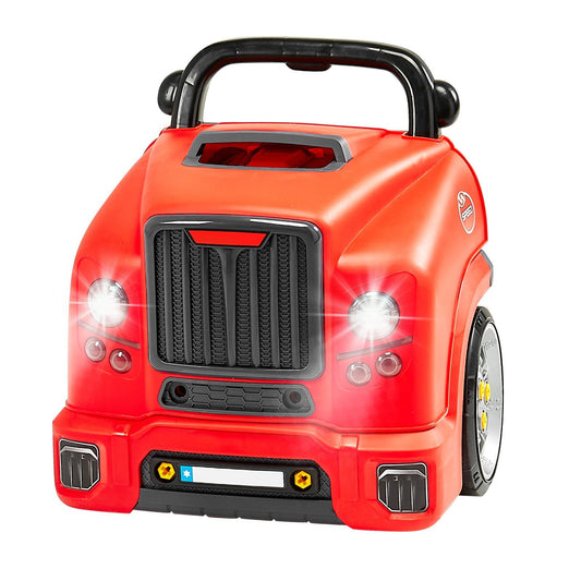 Mechanic Car Repair Set 60pc Kids Toy Lights Sounds Steering Wheel Red