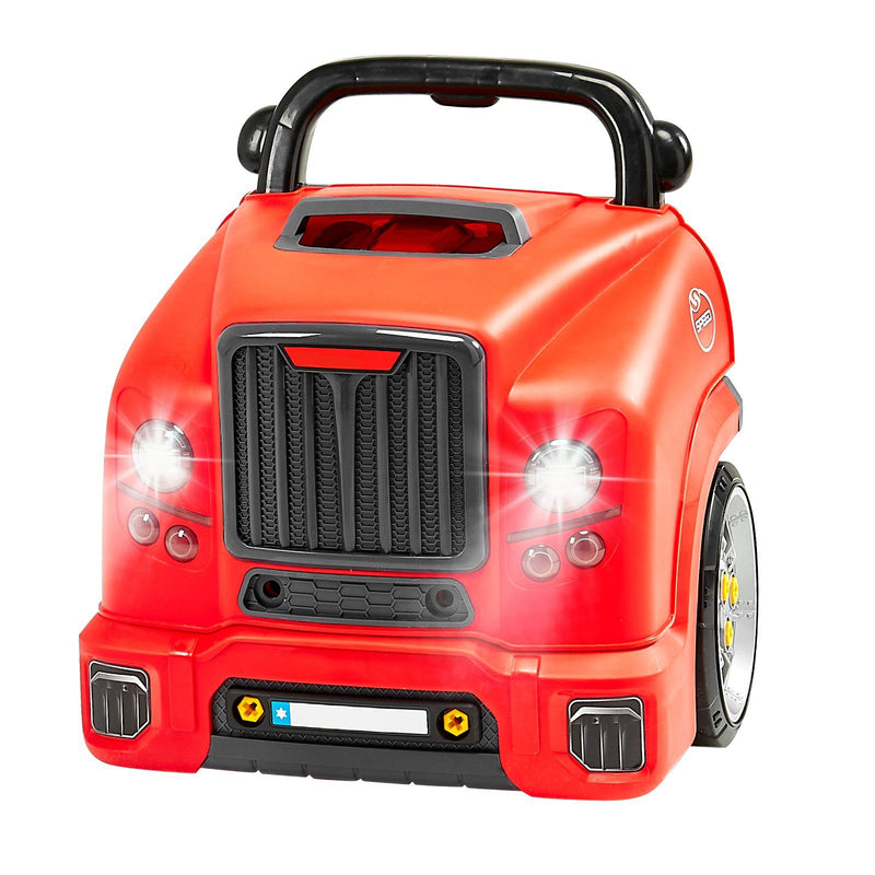 Mechanic Car Repair Set 60pc Kids Toy Lights Sounds Steering Wheel Red