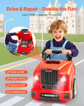 Mechanic Car Repair Set 60pc Kids Toy Lights Sounds Steering Wheel Red
