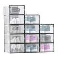 Shoe Storage Boxes 12 Pack Stackable Plastic Organiser Black