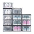 Shoe Storage Boxes 12 Pack Stackable Plastic Organiser Black