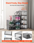 Shoe Storage Boxes 9 Pack Clear Stackable Magnetic Door Size 13
