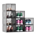 Shoe Storage Boxes 9 Pack Clear Stackable Magnetic Door Size 13