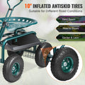 Garden Cart Rolling Workseat 360 Swivel Stool Green Wheels