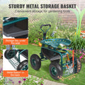 Garden Cart Rolling Workseat 360 Swivel Stool Green Wheels