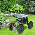 Garden Cart Rolling Workseat 360 Swivel Stool Green Wheels