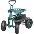 Garden Cart Rolling Workseat 360 Swivel Stool Green Wheels