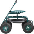 Garden Cart Rolling Workseat 360 Swivel Stool Green Wheels