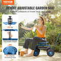 Rolling Garden Cart Seat Wheels Extendable Handle Blue