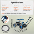 Rolling Garden Cart Seat Wheels Extendable Handle Blue