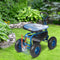 Rolling Garden Cart Seat Wheels Extendable Handle Blue