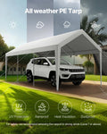 Carport 10x20ft Heavy Duty Portable Car Shelter Tent White