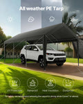 Carport 10x20ft Heavy Duty Portable Car Shelter Tent Grey