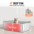 Cat Litter Box, 203 mm Deep, XL Extra Large Stainless Steel Cat Litter Box with Scoop, Wide Filtering Foot Board & High Sides, Enclosed Odor-Free Easy-to-Clean Litter Box, Fit for Big Cats