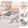 Cat Litter Box XL Stainless Steel 203mm Deep High Sides Scoop