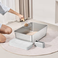 Cat Litter Box XL Stainless Steel 203mm Deep High Sides Scoop