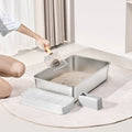Stainless Steel Cat Litter Box XL 152mm Deep with Scoop Odour