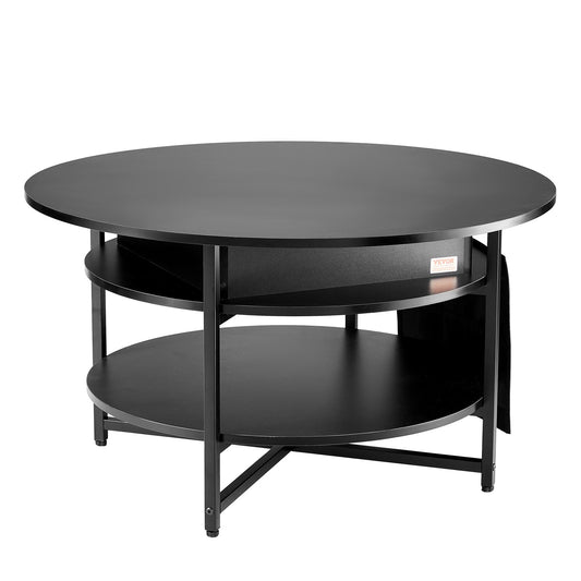 Lift Top Coffee Table 35.3" Round Black Living Room