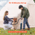 Inflatable Tents for Camping, 3-5 Person Easy Setup Blow up Tent with Hand Pump, 300D Oxford 4 Season Glamping Tent with Canopy, Stove Jack, 2 Doors & 2 Mesh Windows (Storage Bag Included)