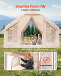 Inflatable Camping Tent 4-6 Person 4 Season Glamping Stove Jack 2Door