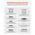 Bearing Puller Kit, 14-Piece 5 Ton Capacity Bearing Separator, Pinion Wheel Bearing Removal Kit with 50 mm and 70 mm Jaws, Bearing Puller Set, Heavy Duty Bearing Splitter Tool Kit with Case