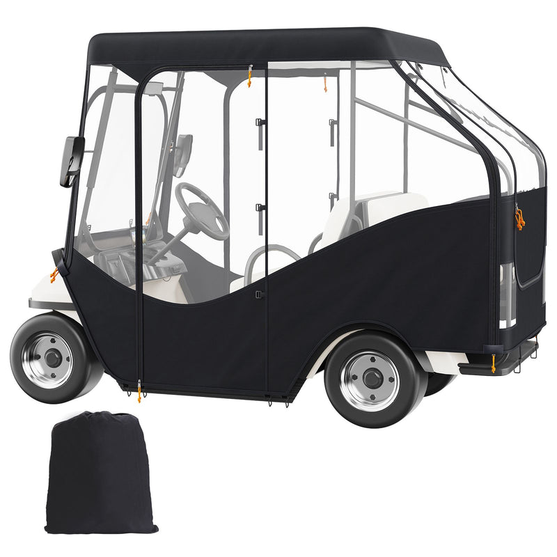 Golf Cart Enclosure, 420D Polyester Driving Enclosure with 4-Sided Transparent Windows, 4 Passenger Club Car Covers Universal Fits for Most Brand Carts, Sunproof and Dustproof Outdoor Cart Cover