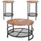 3 Piece Round Coffee Table Set 80cm With 2 End Tables