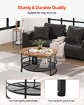 3 Piece Round Coffee Table Set 80cm With 2 End Tables