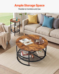 3 Piece Round Coffee Table Set 80cm With 2 End Tables