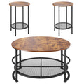 3 Piece Round Coffee Table Set 80cm With 2 End Tables